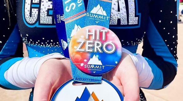 hit zero cheerleading pin from The Summit from the Central Cheer Winnipeg cheer gym